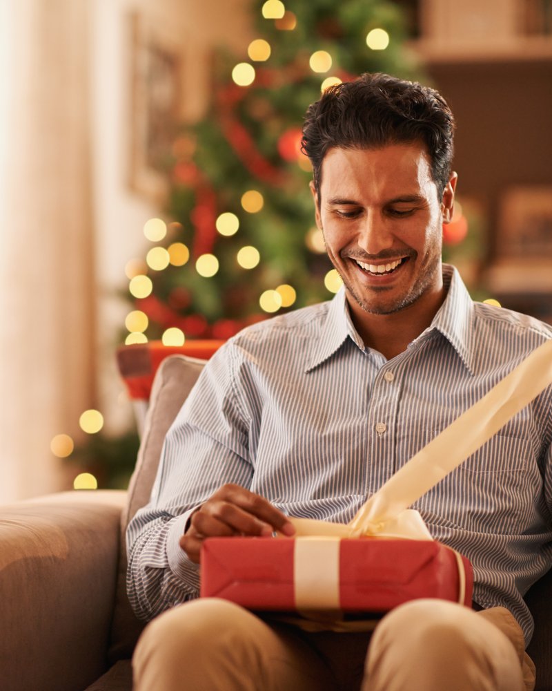 Opening a gift on a special occasion